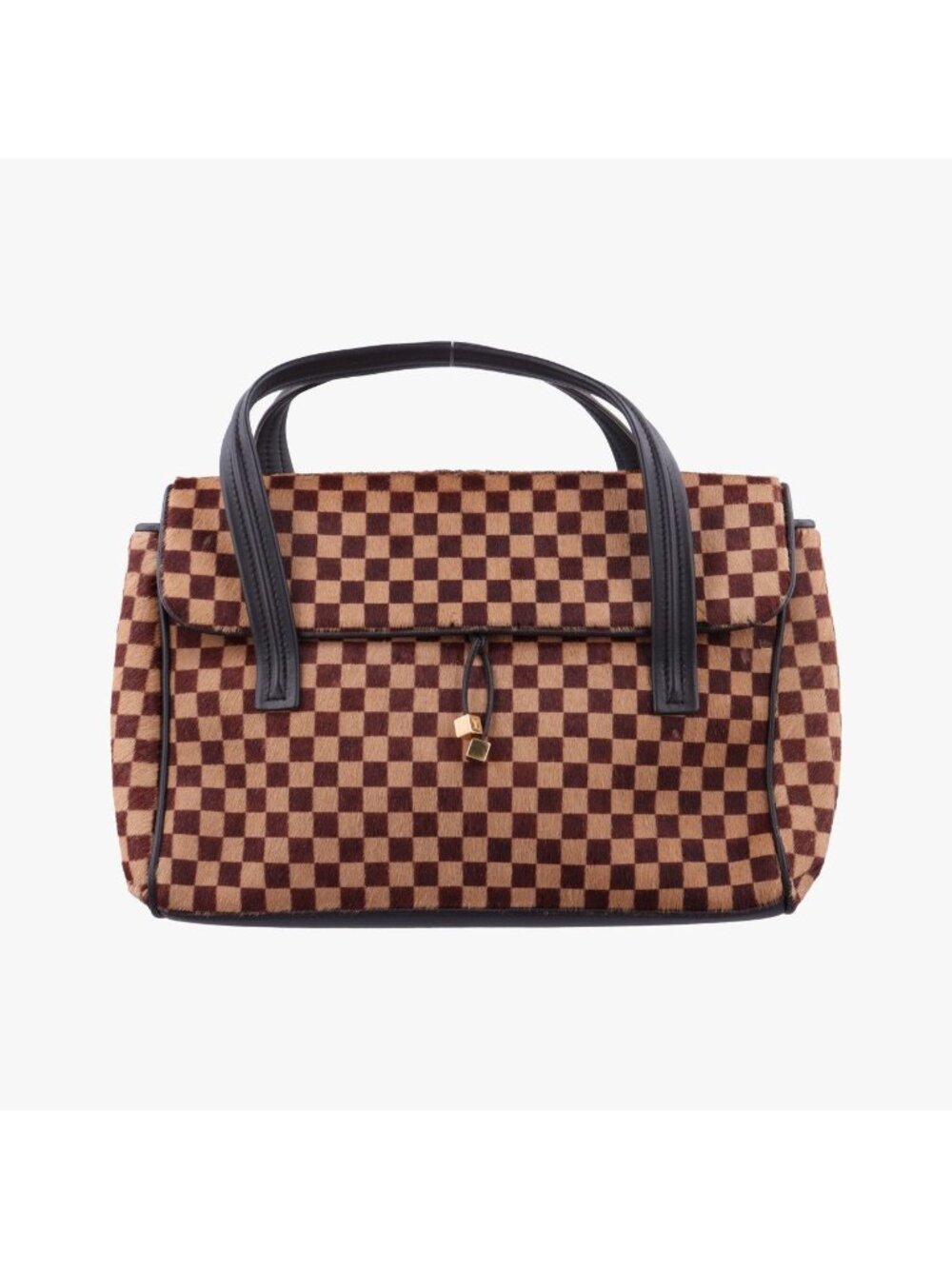 Louis Vuitton Lion Damier Sauvage Brown Ebene Calf Hair Leather Handbag